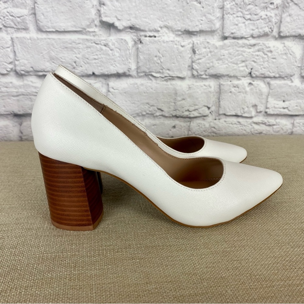 Kelly & Katie Rosewell Pointed Toe Block Heel Pumps in White - Size 7